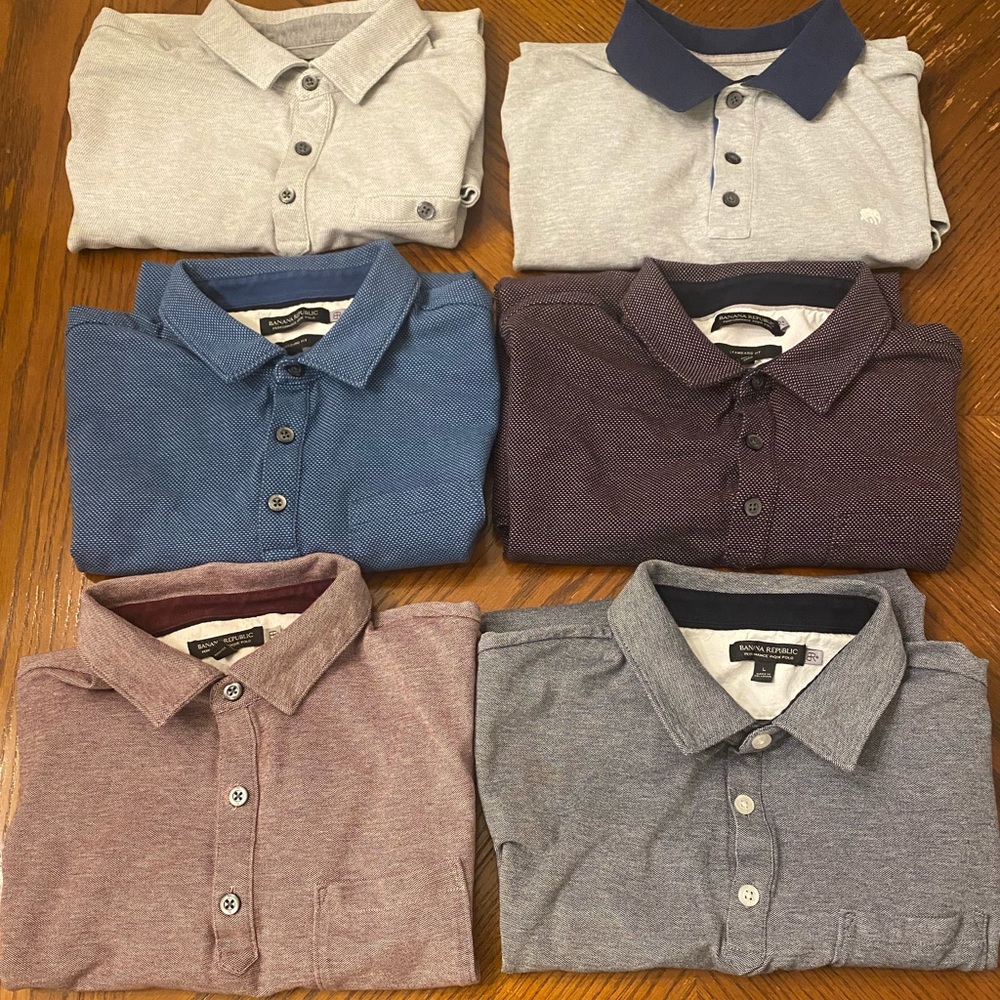 Lot of six Banana Republic pique polos.